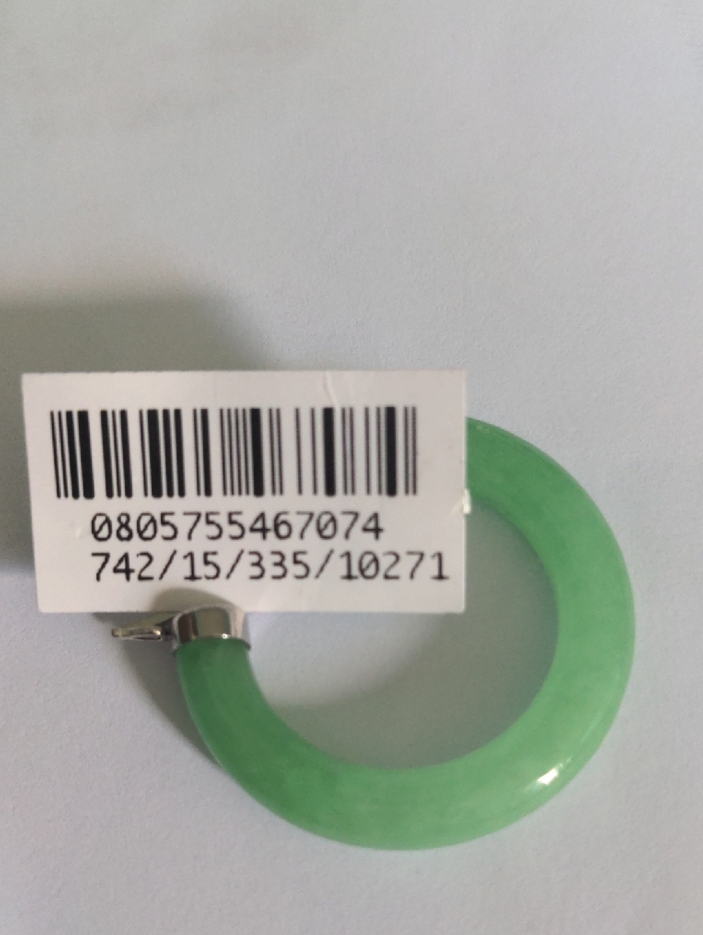 GREEN JADE  Hoop Earrings, SOLID STERLING SILVER, 1 1/4" Diameter - Picture 3 of 6